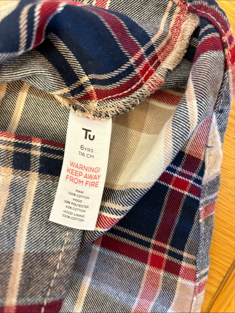 Checked Hooded Lightweight Flannel Shirt/Jacket - Navy/Red - size 6